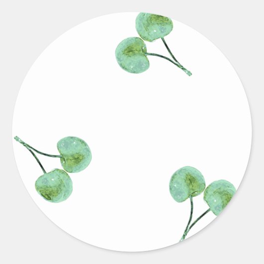 Green Cherry Pattern Ronde Sticker (Voorkant)