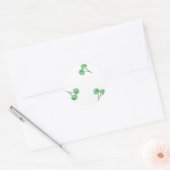 Green Cherry Pattern Ronde Sticker (Envelop)