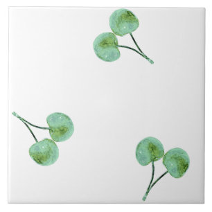 Green Cherry Pattern Tegeltje