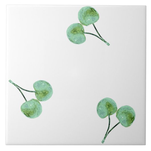 Green Cherry Pattern Tegeltje (Voorkant)