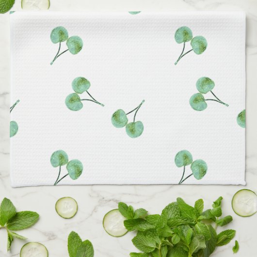Green Cherry Pattern Theedoek (Gevouwen)