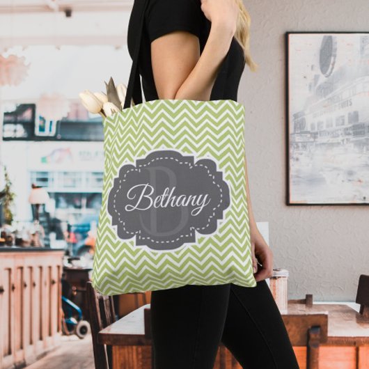 Green Chevron Aangepaste Canvas tas