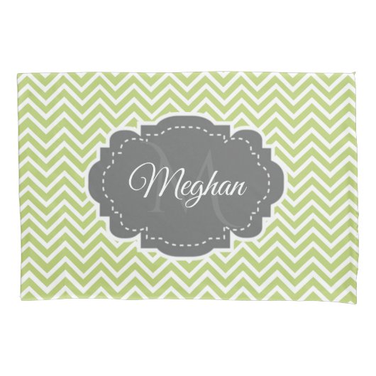 Green Chevron Aangepaste Kussensloop (Voorkant)