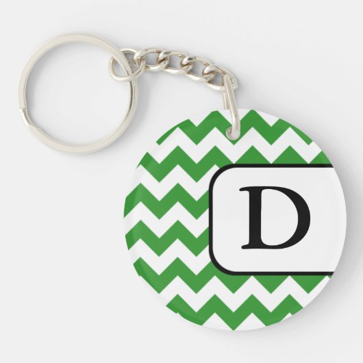 Green Chevron Acrylmonogram Sleutelhanger (Voorkant)