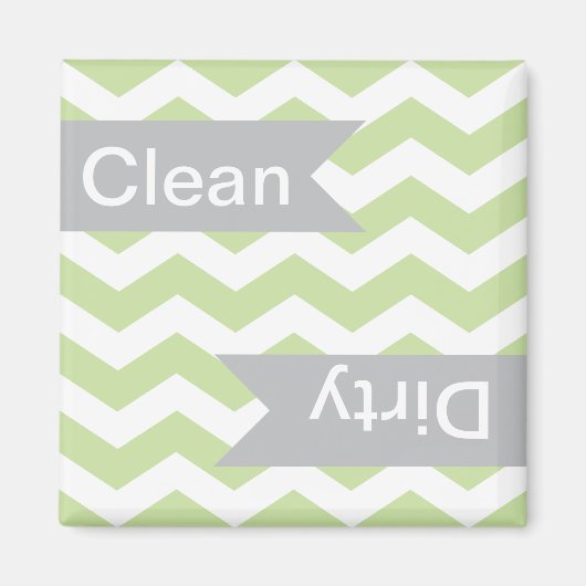 Green Chevron Clean - Dirty Dishwasher Magnets Magneet (Voorkant)