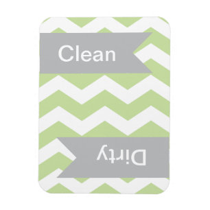 Green Chevron Clean - Dirty Dishwasher Magnets Magneet