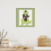 Green Chevron Elephant Nursery Wall Art Poster (Keuken)