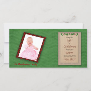 Green Chevron en Red Pset-kerstfotokaart Feestdagenkaart