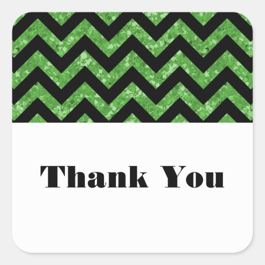 Green Chevron Glitter Dank u Stickers (Voorkant)