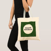 Green Chevron Glitter Sweet 16 Canvas tas (Voorkant (product))