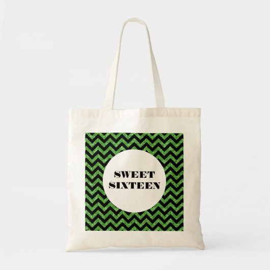 Green Chevron Glitter Sweet 16 Canvas tas (Voorkant)