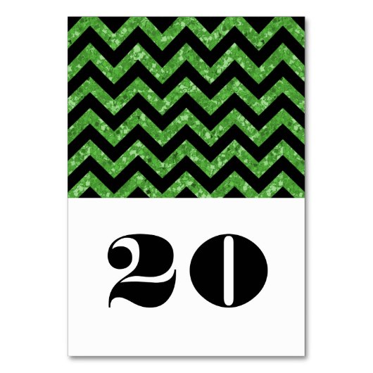 Green Chevron Glitter Table Kaart (Voorkant)