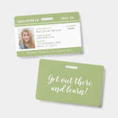 Green Chevron Homeschool Educator ID Badge (Voor- en achterkant)