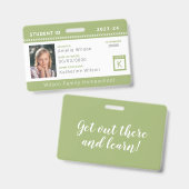 Green Chevron Homeschool Student ID Badge (Voor- en achterkant)