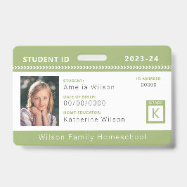Green Chevron Homeschool Student ID Badge