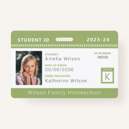 Green Chevron Homeschool Student ID Badge