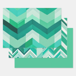 Green Chevron Inpakpapier Vel