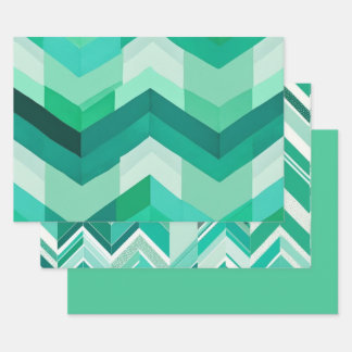 Green Chevron Inpakpapier Vel