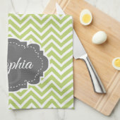 Green Chevron Kitchen Towel Theedoek (Quarter Fold)