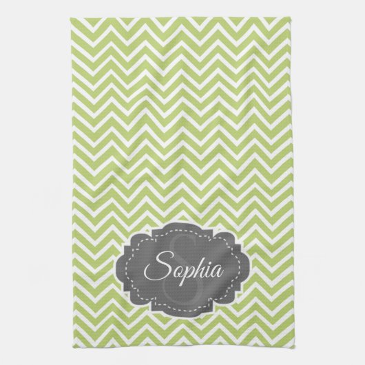 Green Chevron Kitchen Towel Theedoek (Verticaal)