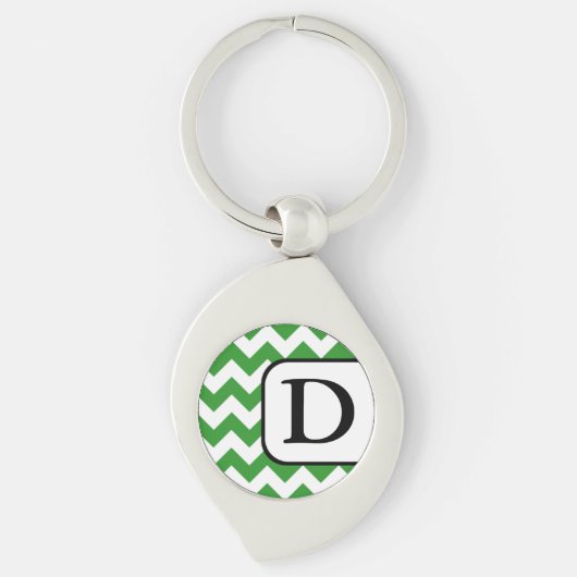 Green Chevron Monogram Sleutelhanger (Voorkant)