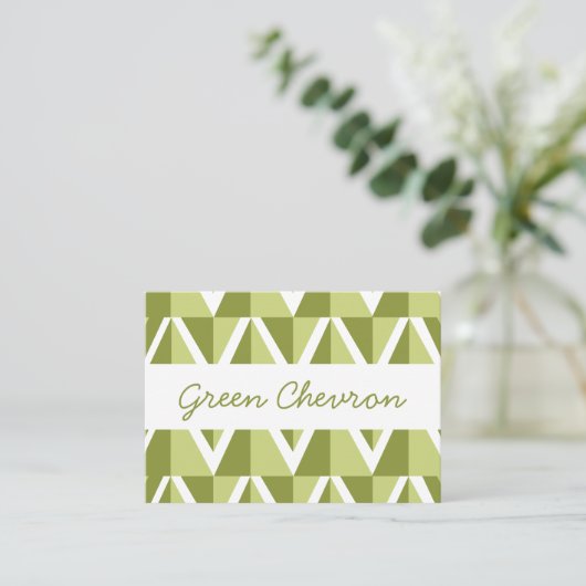 Green Chevron Pattern Visitekaartje (Staand voorkant)