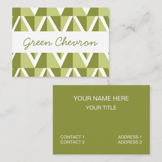 Green Chevron Pattern Visitekaartje (Voorkant / Achterkant)