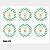 Green Chevron Personalized Birthday Gift Sticker (Vel)