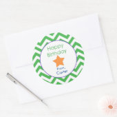 Green Chevron Personalized Birthday Gift Sticker (Envelop)