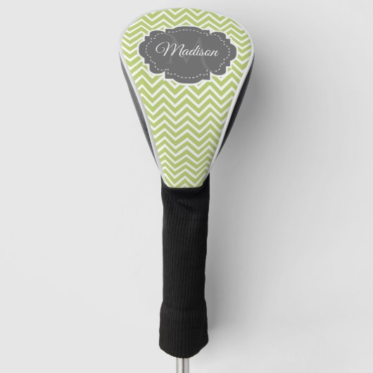 Green Chevron Personalized Golf Head Hoesje Golfheadcover (Voorkant)