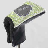 Green Chevron Personalized Golf Head Hoesje Golfheadcover (3/4 voorkant)