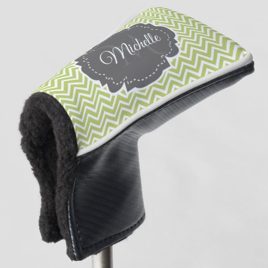 Green Chevron Personalized Golf Head Hoesje Golfheadcover (3/4 voorkant)