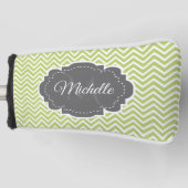 Green Chevron Personalized Golf Head Hoesje Golfheadcover (Voorkant)
