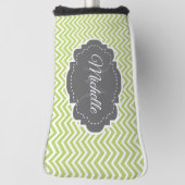 Green Chevron Personalized Golf Head Hoesje Golfheadcover (Draai 90)