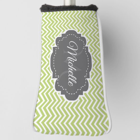 Green Chevron Personalized Golf Head Hoesje Golfheadcover (Draai 90)