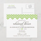 Green Chevron Rehearsal Dinner Invite Briefkaart (Voorkant / Achterkant)