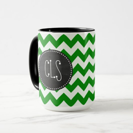 Green Chevron Stripes alkbord Mok (Voorkant links)