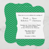 Green Chevron Wedding Invitation Kaart (Voorkant / Achterkant)