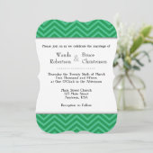 Green Chevron Wedding Invitation Kaart (Staand voorkant)