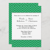 Green Chevron Wedding Invitation Kaart (Voorkant / Achterkant)