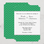 Green Chevron Wedding Invitation Kaart (Voorkant / Achterkant)