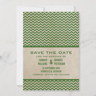 Green Chic Chevron sparen de Datum uitnodigen Save The Date