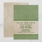 Green Chic Chevron sparen de Datum uitnodigen Save The Date (Voorkant / Achterkant)