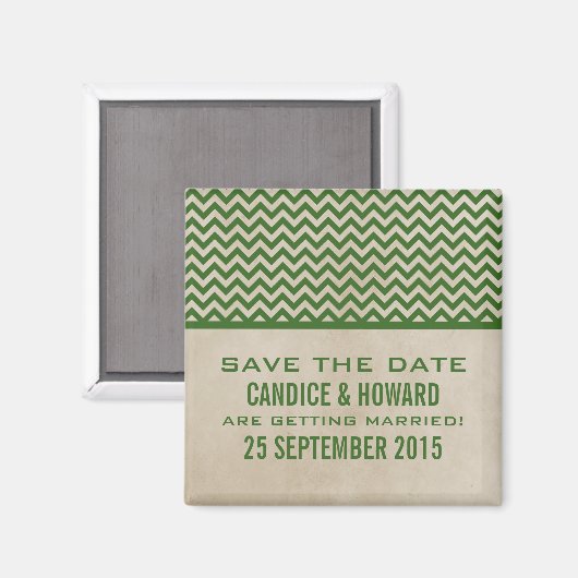 Green Chic Chevron sparen de Magnet van de Datum (Voorkant / Achterkant)