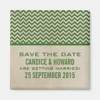 Green Chic Chevron sparen de Magnet van de Datum