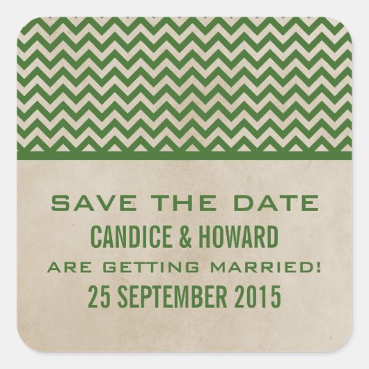 Green Chic Chevron sparen de Stickers van de Datum (Voorkant)