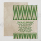Green Chic Chevron Wedding Invite Kaart (Voorkant / Achterkant)