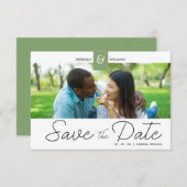 Green Chic Custom Photo Instant Engaged Couple Save The Date (Voorkant / Achterkant)
