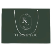 Green | Chic Floral Monogram Huwelijk Bedankt Groot Cadeauzakje (Voorkant)