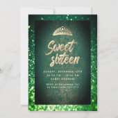 Green chic Gold sequins kleden tiara Sweet 16 Kaart (Achterkant)
